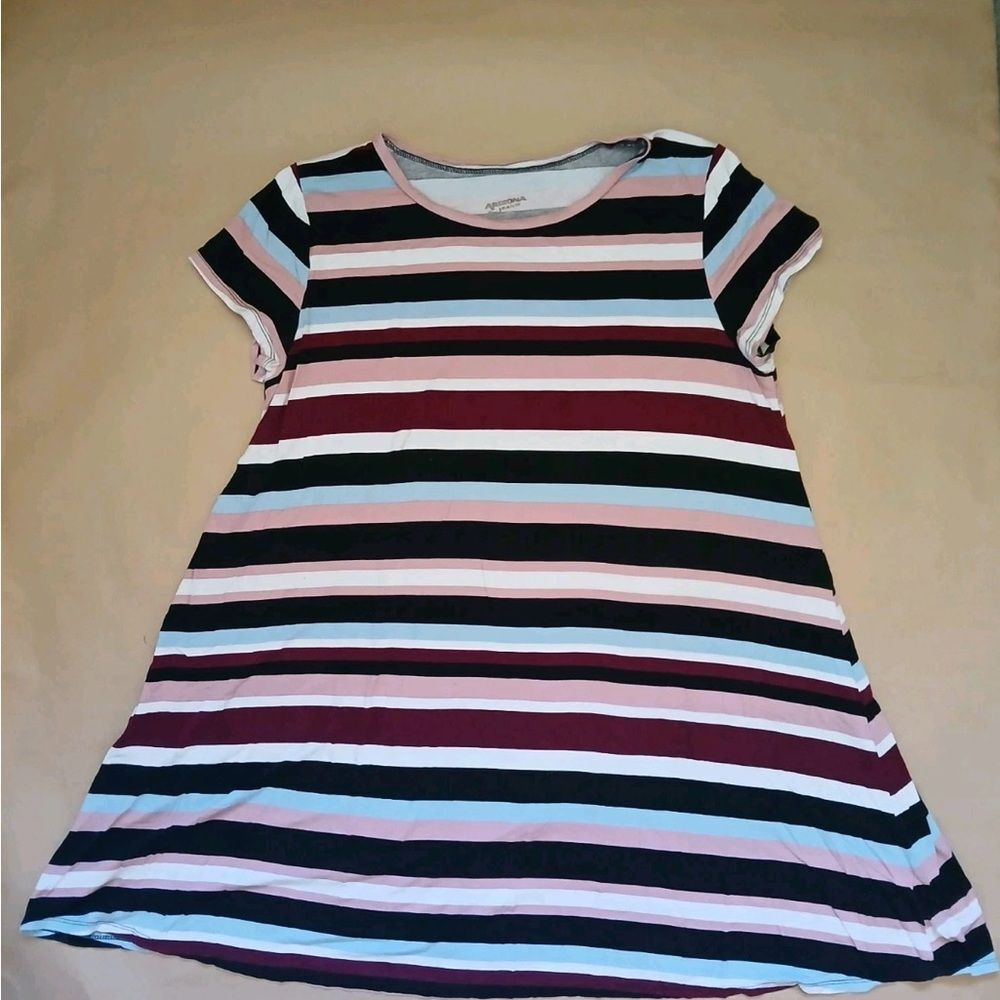 Arizona Jeans Co T Shirt Dress Womens XXL Striped Stretch Pullover Casual Fit